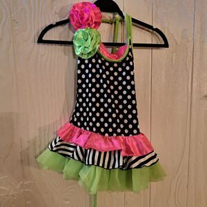 Weissman "Aye Carumba" Neon Rosette Polka Dot Tutu Dance Costume CM
